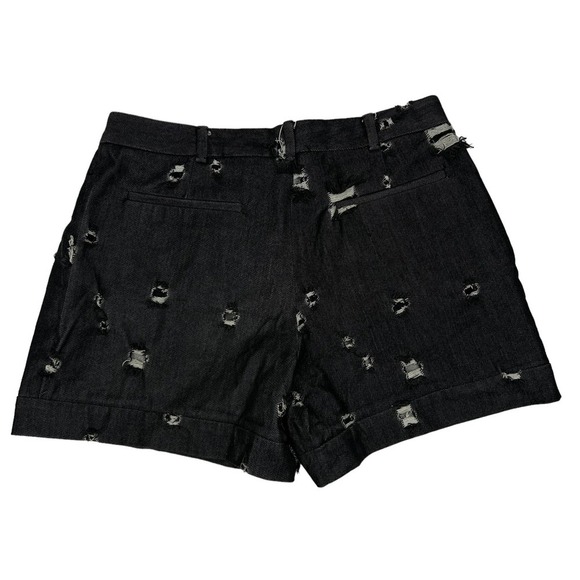 Miu Miu Black Italian Denim Distressed High Waisted Shorts 4 - Picture 2 of 6